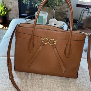 Elegant Kate Spade Brown Leather Tote Handbag